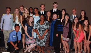 group photo recipients of Kiwanis Club of Rolling Hills Estates 2014 Scholarships with Kiwanis member Dr. Joyce Campbell