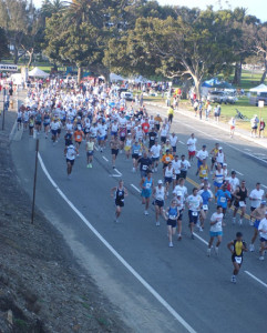Runners on the course of Palos Verdes Marathon